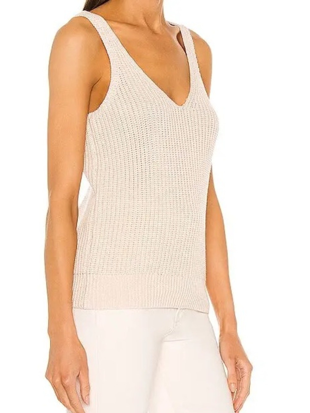 John & Jenn Women’s Pete Tank 100% Cotton Knit Sweater Tank Top Cream Neutral S